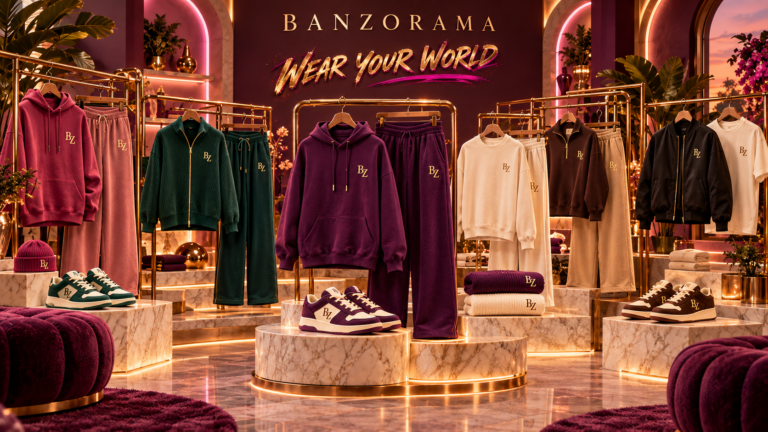 A BANZORAMA boutique concept with coordinated branded clothing and accessories.